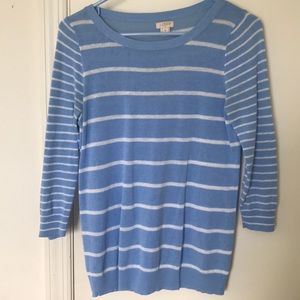 J Crew Light Blue White Mixed Stripe Sweater S